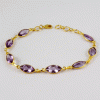 Alluring Amethyst Brass Bracelet Y - BZB999 18K Gold Plated Cut Marquise Shape 6x9mm Bezel Setting Brass Bracelet